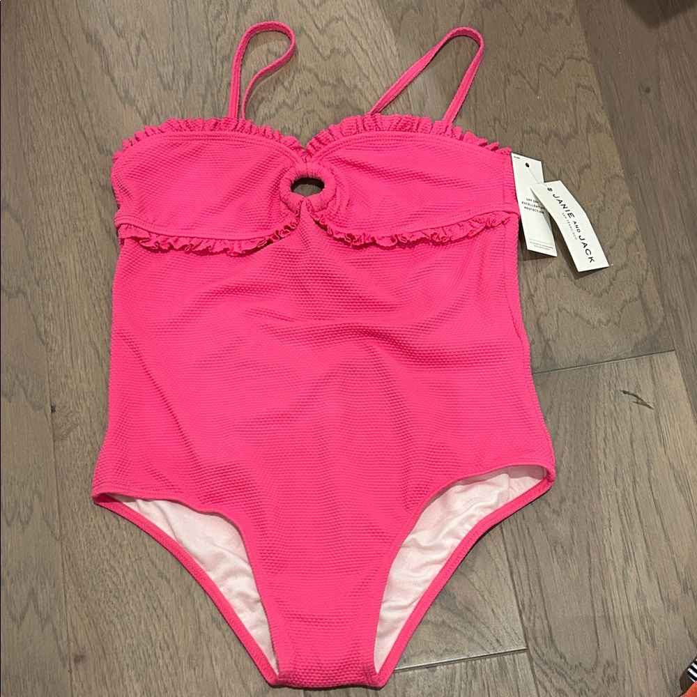 Janie and Jack Hot Pink Ruffle One Piece Swimsuit